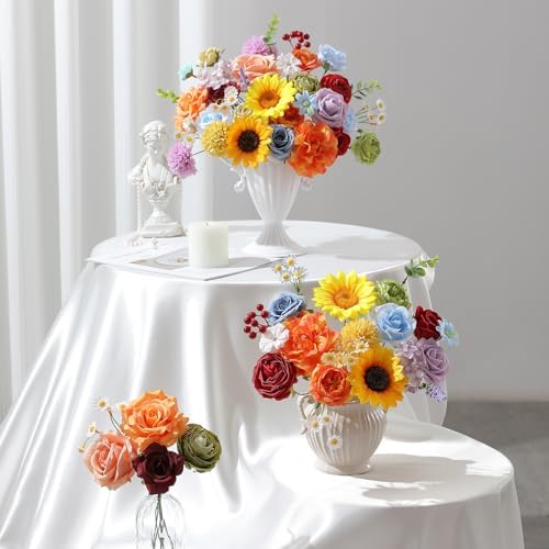 Floweroyal Artificial Flowers Fake Rose Flowers Dahlia with Stems for DIY Wedding Bridal Bouquets, Baby Shower, Floral Arrangement, Table Centerpieces, Home Decorations - Image 3