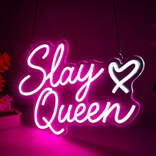 Slay Queen Neon Sign, Pink LED Light Up Signs for Wall Decor - Image 2