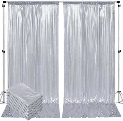 Outpain Thick 30 ft x 10 ft Silver Sequin Backdrop Curtain for Parties, Wrinkle Free Glitter Photo Backdrop Drapes 6 Panels 5x10ft Silver Back Drop Cloth for Wedding Christmas Photography Background by Outpain