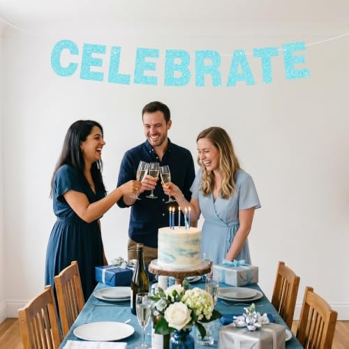 BEISHIDA 116 PCS A-Z DIY Letter Banner Kit Make Your Own Banner Including 111 Letters and Numbers 3 Rope and 2 Threading Device,Customized for Birthday Graduation Wedding Decor Glitter Teal Blue - Image 5