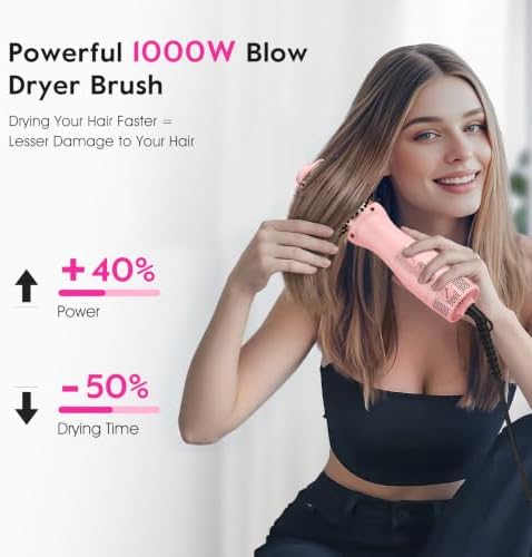 slopehill Dual Voltage Hair Dryer Brush,1000W Travel Hot Air Brush Mini - Image 2