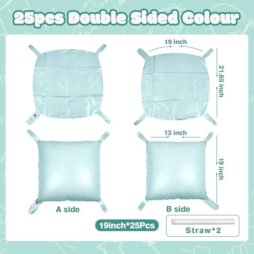 NISOCY 25PCS Pastel Green Square Foil Balloons Wall Backdrop - Image 2