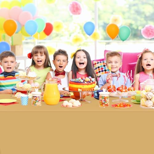 32 Pack Gold Plastic Tablecloth for Rectangle Tables, Premium Decorative Gold Disposable Table Cloths for Parties, Bulk Rectangle Party Table Cover for Birthday, Wedding, Anniversary, 54 x 108 Inch - Image 7