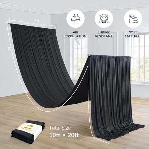 2 Panels 5ft(W) x 20ft(L) Black Ceiling Drapes for Halloween Parties - Image 3