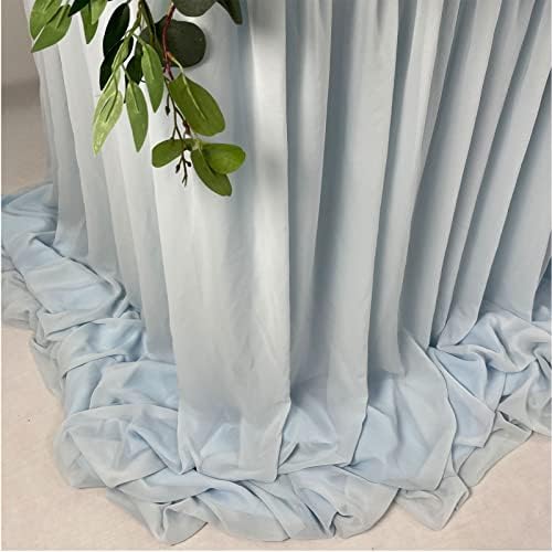 Pooling and Floating Chiffon Table Skirt with extra length, 6FT 9FT 14FT Sheer Tablecloth, Baby Shower, Birthdays Party, Main Cake Table Decoration, Wdding Table Skirt (Blue, 6FT) - Image 4