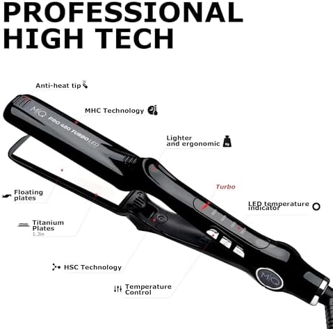 MQ Hair - Professional Titanium Flat Iron 480°F Turbo Bivolt Black - Image 4