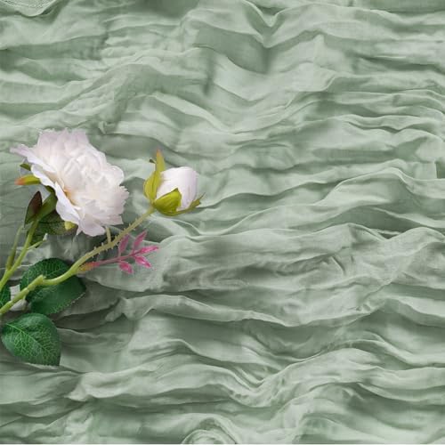 Bailarina 12 Pack Cheesecloth Table Runner 17x108 Inch Long Gauze Cheese Cloth 9ft Wrinkled Sheer Table Runner for Wedding Reception Birthday Party Table Decoration (Sage Green) - Image 3
