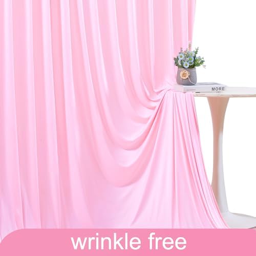 8 Panels Pink Backdrop Curtain for Parties Baby Shower Wrinkle Free Pink Photo Curtains Backdrop Drapes Fabric Decoration for Wedding Birthday Party 40ft(W) x 10ft(H) - Image 6