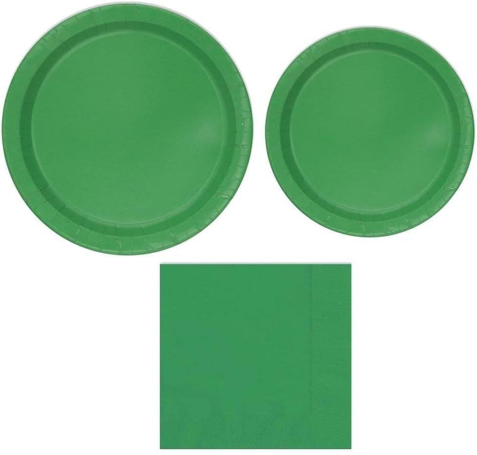 Heavy Duty Green Party Supplies Bundle 9" Dinner Plate, 7" Dessert Plates And Green Napkins, 56 Piece Disposable Paper Plate Party Set by Unknown