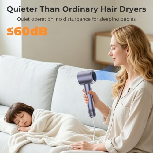 Hair Dryer, High Speed Ionic Blow Dryer, Concentrator, Violet - Image 5