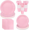 WNINK 168PCS Light Pink Paper Plates and Napkins, Pink Disposable Plates Set for Baby Shower Gender Reveal Girl Birthday Party Supplies Serve 24 Guests by WNINK