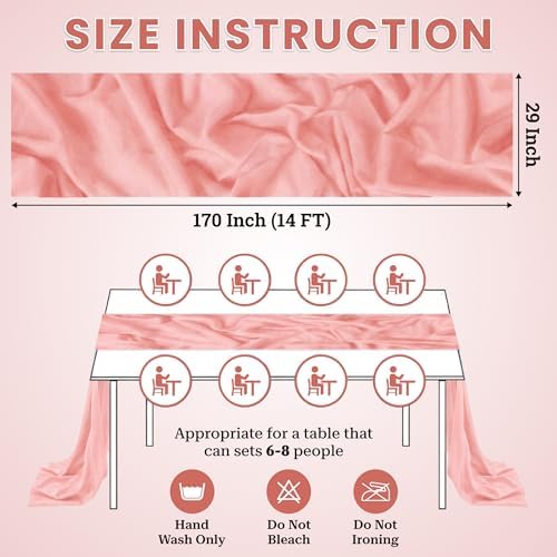 Pack of 20 Chiffon Table Runners 29 x 120 Inch, 14FT Long - Peach - Image 3