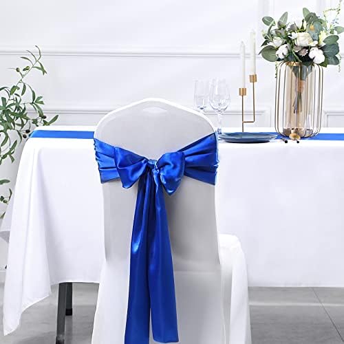 SiinvdaBZX 12 Pcs Royal Blue Satin Table Runner 12 x 108 inches Long - Image 6