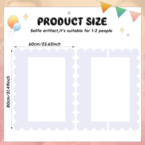 Beeveer 32 x 24 in Large Photo Booth Frame Props,White Scalloped Horizontal - Image 2