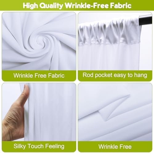 Wokceer White Backdrop Curtain for Wedding Parties Backdrop Drapes 10x8FT - Image 3