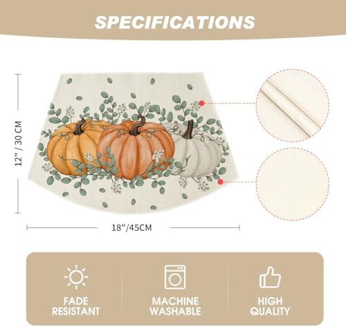 Artoid Mode Pumpkin Eucalyptus Fall Wedge Placemats Set of 4-12 x 18 Inch - Image 6