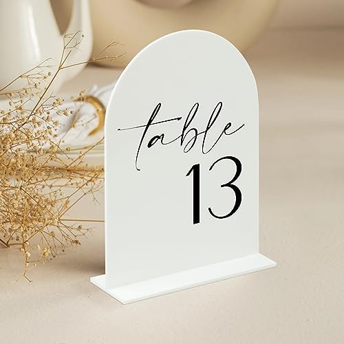 White Arch Acrylic Table Numbers with Stands 1-25, 5x7" White Arched Acrylic Sign and Base, Arch Table Numbers for Centerpiece Wedding Reception - Image 4