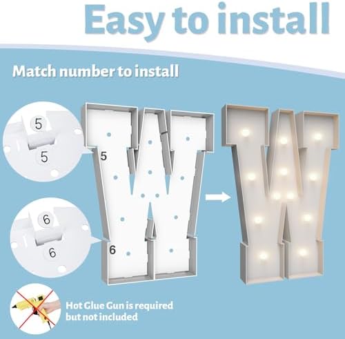 4FT Light Up Marquee Letter W - Large Foam Board Mosaic Kit - Image 4