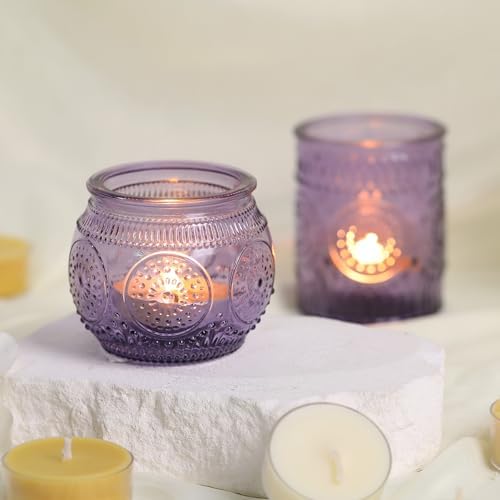 30pcs Assorted Purple Votive Candle Holders for Wedding Decorations, Boho Glass TeaLight Candle Holder, Wedding Table Centerpieces, Bridal Shower Decorations, Retro Purple Party Decor, Party Favors - Image 6
