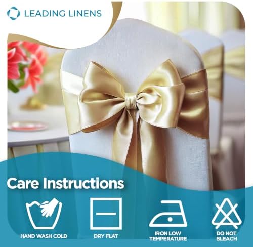Leading Linens 250 pcs Champagne 108"x8" Satin Bow Sash Chair Cover Decor - Image 6