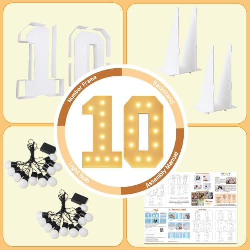 imprsv 10 Marquee Numbers, 4FT Light Up Numbers for 10th Birthday Decor - Image 5