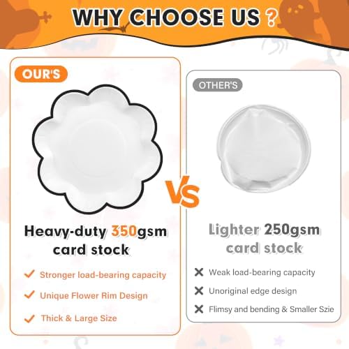 350 Pcs Halloween Black and White Plates and Napkins Set, Serve 50 Guests - Image 5