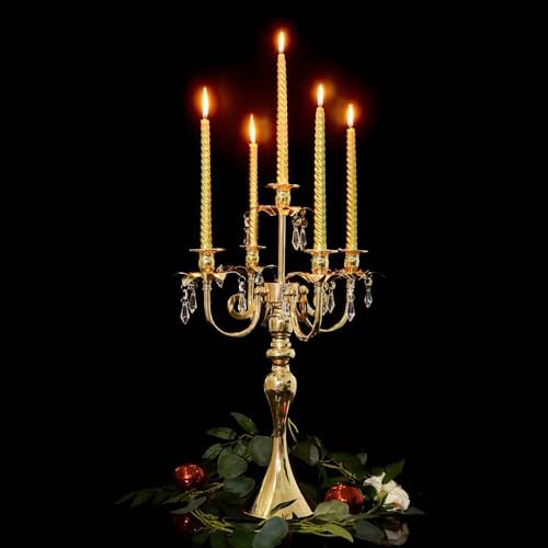 2PCS Gold 5-Arm Candelabra Centerpiece - 20.3" Tall Metal Candle Holder for Wedding, Party & Home Decor - Vintage Table Centerpiece for Events, Dining Room, Church Decorations - Image 5