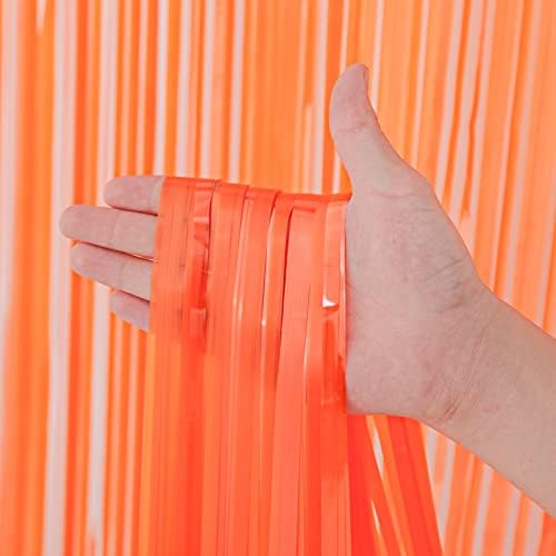 Voircoloria Pastel Orange Foil Fringe Backdrop Curtains, 3.3x8.2ft, 3 Pack - Image 2