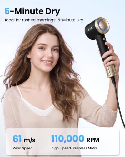 CONFU Hair Dryer with Diffuser, 500M Ionic Blow Dryer, High-Speed 110,000 RPM, 5X Fast Drying, Lightweight & Low Noise Frizz Control for All Hair Types Home Travel Men Women - Image 2