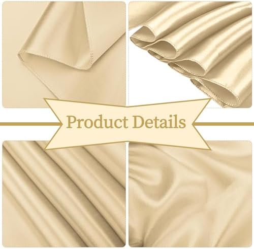 fani 60 PCS Satin Chair Sashes, 7x78 Inch, Champagne - Image 3