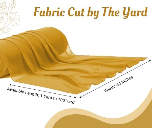 35 Yard Chiffon Fabrics, 44" Wide, Lightweight, Sheer – Gold - Image 4