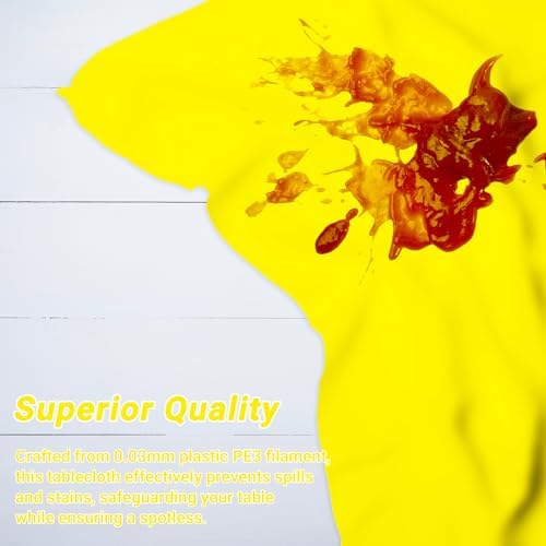 QZYL 4 PCS Rectangle Tablecloth, 54 x 108 Inches Congratulations Decorations of Picnic Table Cover, Robust Yellow Table Cloth for Restaurant Party, Plastic Table Cloth of Leakproof and Waterproof - Image 4