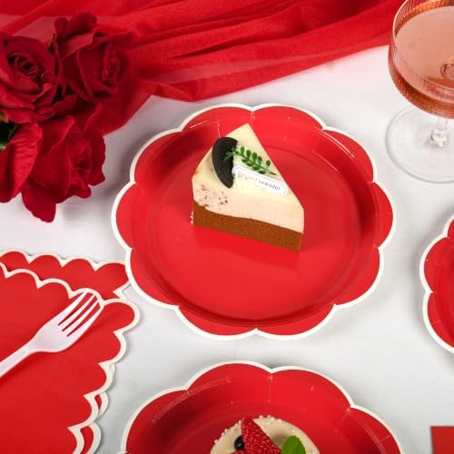 96 Pcs Red and White Plates and Napkins Party Supplies Serve 24 Guests - Image 3