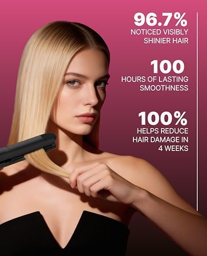 GLAMPALM GlamMuse 1" | All-Ceramic Flat Iron Infused with Vita-C, Salon Results with Less Heat Damage, Trusted by K-Pop Hair Stylists, Dual Voltage Hair Straightener, Silk Press | GP201T - Image 5