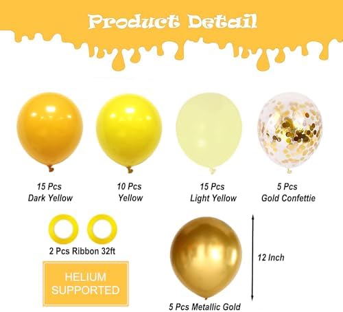 Yellow Gold Confetti Party Balloons, 50pcs12 inch Mustard Light Yellow Gold Latex Balloons for Birthday Wedding Bride Sunflower Theme Party Decoration - Image 2