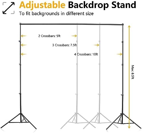 ShowMaven Green Screen Backdrop with Stand, 5x6.5ft Adjustable Photo Backdrop Stand with Flat Base, 4 Clamps and Backdrop for Meeting, Photography, Parties (5x8.5ft) - Image 4
