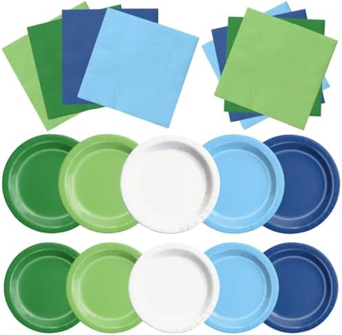 CMUSKO Golf Party Decorations - 60Pcs Blue Green Plates & Napkins Set Hole in One Golf Themed Tableware for Birthday,Baby Shower by CMUSKO