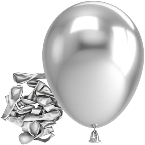 Bezente Metallic Silver Balloons Latex Matte Balloons 150 Pack 5 inch Small by Bezente