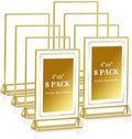Dynta Acrylic Sign Holder 4x6 8 Pack Double Sided Clear Plastic Display Stands, Tabletop Menu Holder, Flyer Display for Wedding, Party, Restaurant, Office, Retail (Gold Frame) by Dynta