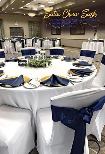 120 PCS Navy Blue Satin Chair Sashes, 7 x 108 Inch - Image 6