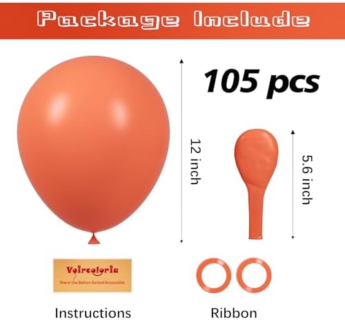 Voircoloria 105pcs Coral Red Party Latex Balloons, 12inch - Image 2
