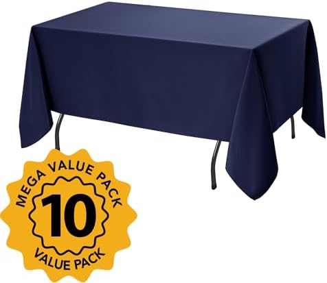 10-Pack Navy Blue Tablecloths for Rectangle Tables, 70 x 108 in - Image 2