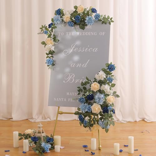 Garisey 5FT Dusty Blue Artificial Rose Garland for Wedding Arch Table Decor - Image 3