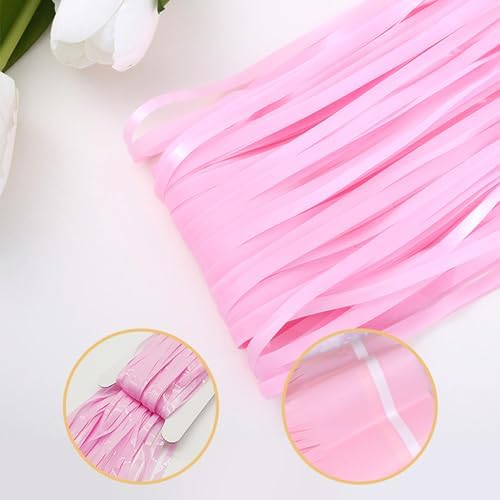 10 Pack Pink Foil Curtain Backdrop 3.2ft x 8.2ft Macaron Tinsel Foil Fringe Curtains Streamer Photo Booth Backdrop for Birthday Party Baby Shower Engagement Wedding Holiday Decoration (Macaron Pink) - Image 4