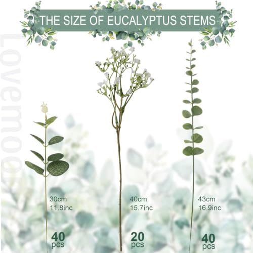 lovemoon 100 Pcs Mix Babys Breath Artificial Flowers Eucalyptus Stem Bulk - Image 7