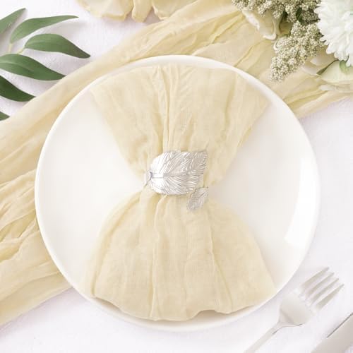 DeZerlor Beige Washable Cheesecloth Napkins Set of 30 for Wedding Party - Image 3