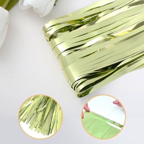 10 Pack Light Green Backdrop Curtain 3.2ft x 8.2ft Metallic Tinsel Foil Fringe Curtains Photo Booth Background for Birthday Party Decoration Baby Shower Engagement Wedding Christmas Decoration - Image 4