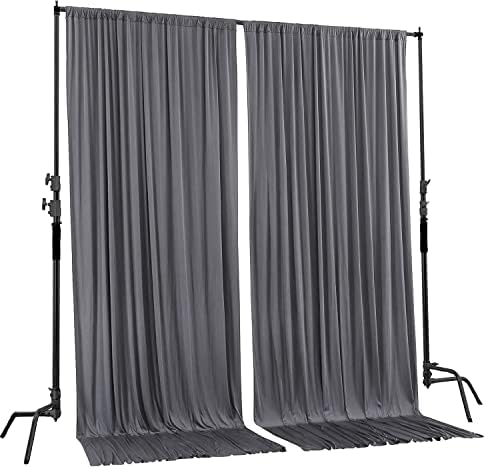 AK TRADING CO. 10 feet x 10 feet Charcoal IFR Polyester Backdrop Drapes Curtains Panels with Rod Pockets - Wedding Ceremony Party Home Window Decorations - Image 2