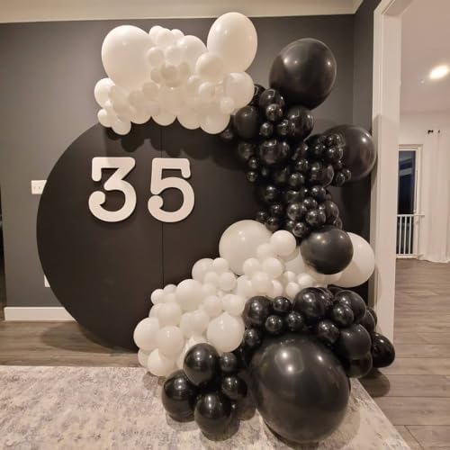 Black and White Balloon Arch Kit, ADOINBY 140Pcs Black and White Durable Latex Balloons 18 12 10 5 Inch Different Size Balloons for Birthday Anniversary Wedding Engagement Graduation Party Decorations - Image 6