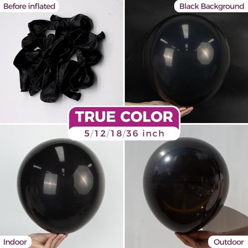 Bezente Black Balloons Latex Party Balloons - 100 Pack 12 inch - Image 2